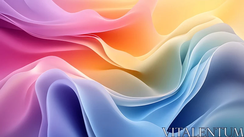 Colorful flowing ribbons form luminous abstract landscape