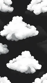Layered white cloud clusters on uniform dark background.
