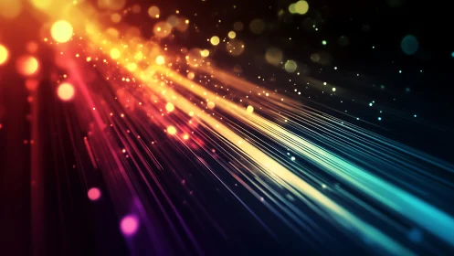 Colorful Abstract Light Streaks with Bokeh Effect, Digital Art.