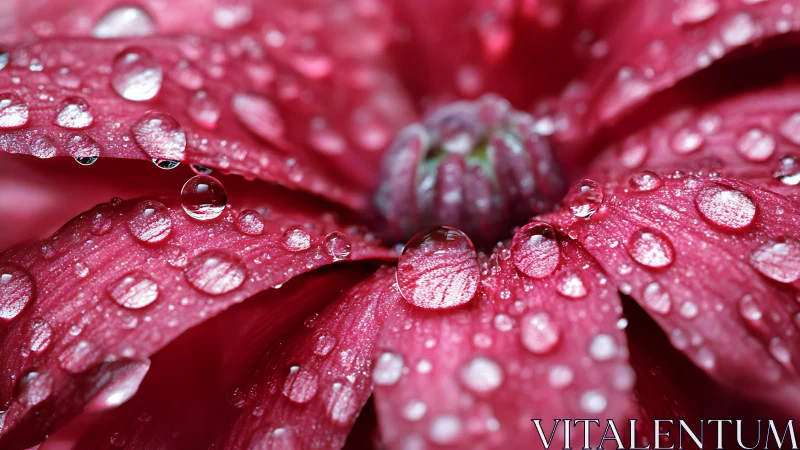 Red Flower Petals with Dew Droplets.