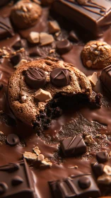 Cookie tidal wave on molten chocolate dreamscape.