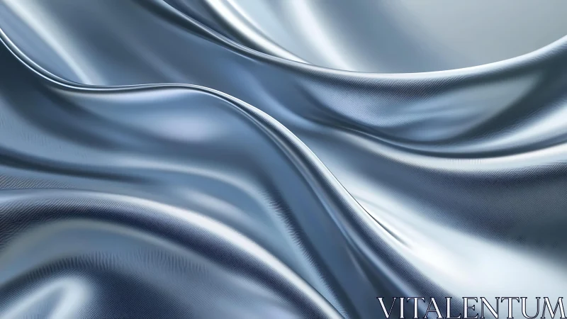 Smooth Metallic Silver Fabric Waves Abstract Digital Art.