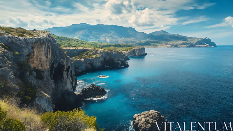 Clifftop daydreams above sapphire coves and distant peaks.