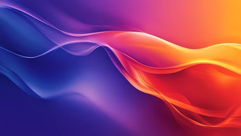 Vibrant neon light waves flow across a deep gradient field