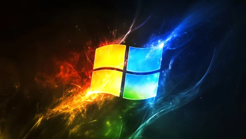 Prismatic window drifts through cosmic neon stormfire.