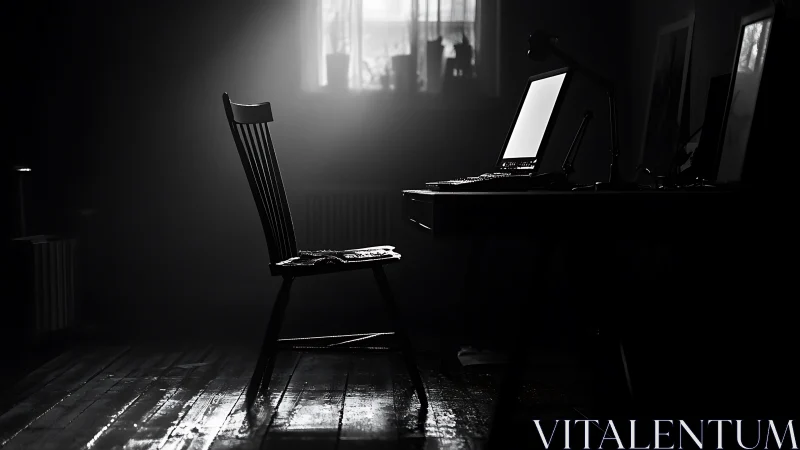 Soft morning light waiting quietly by an empty desk.