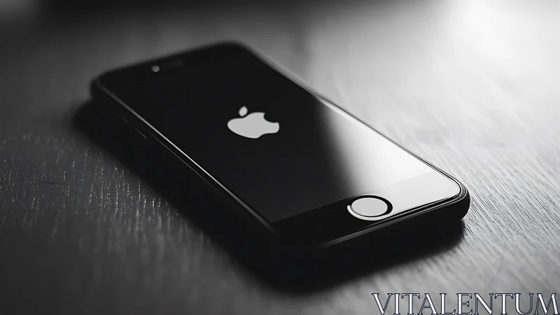 Black iPhone home button and Apple logo in monochrome.
