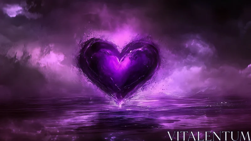 Luminous Heart Erupts Through Purple Cosmos.