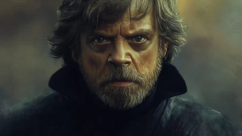 Digital portrait of older man in dark clothing facing camera.