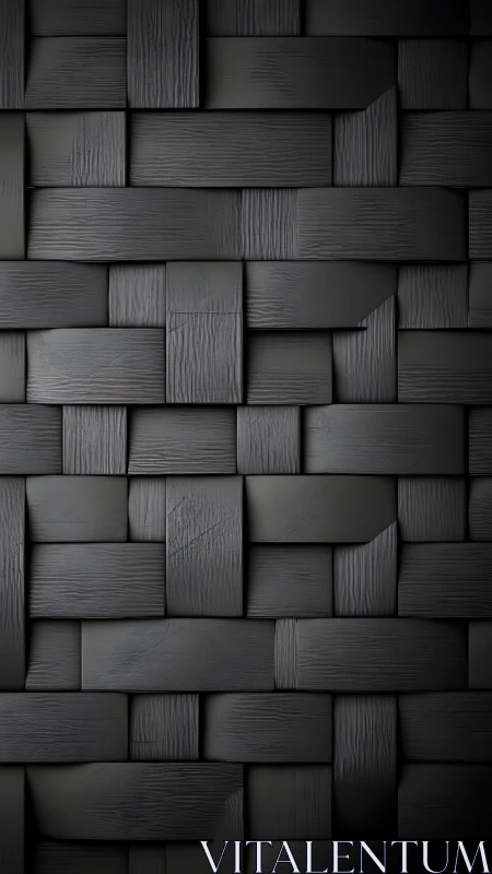 Dark woven wood panel texture with interlocking blocks.