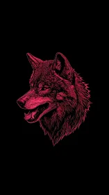 Neon dusk wolf grinning in electric midnight silence.