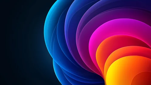 Radial spectral gradients form layered luminous abstract wave arcs