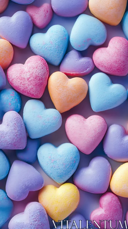 Multicolored Heart-Shaped Objects Arranged in Three-Dimensional Space