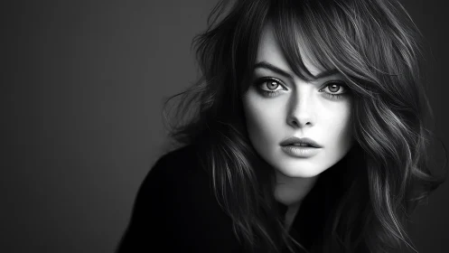 Monochrome close-up portrait renders high-contrast gaze