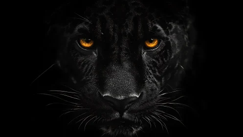 Black Panther's Golden Gaze Against Darkness.