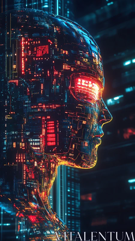 Neon Circuit Oracle Gazes Through the Data-Streaked Night.