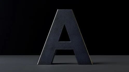 Large Black Textured Letter A on Minimalist Dark Background.
