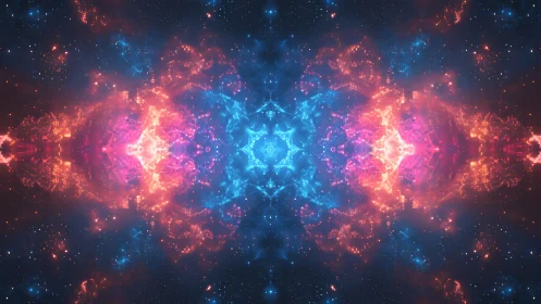 Symmetrical nebula fractal reveals mirrored plasma filaments and stars