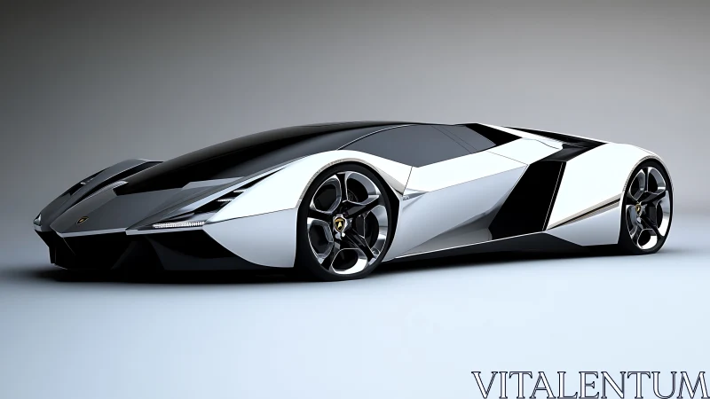 Futuristic silver supercar poised for an unforgettable drive.