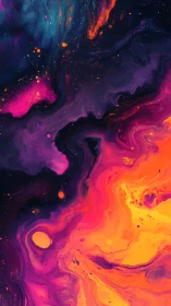 Neon nebulae swirl like liquid fire across a midnight canvas