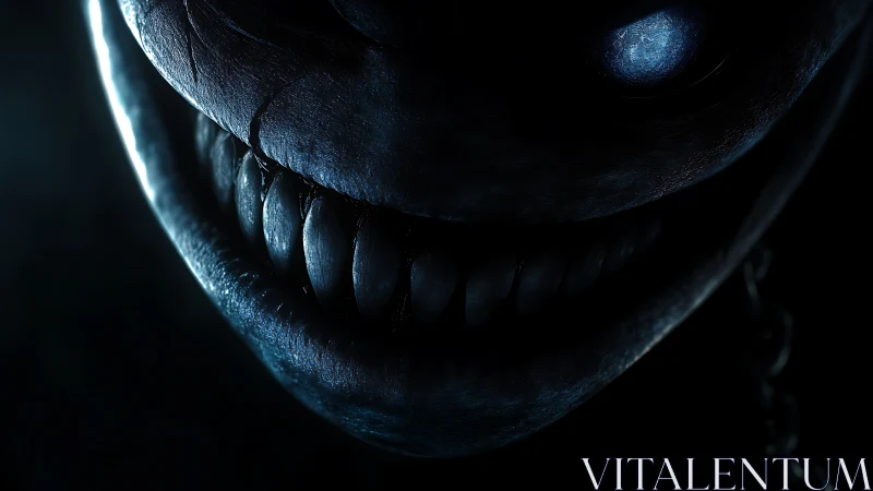 Grinning abyssal creature in stark blue cinematic lighting.