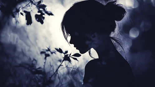 Moonlit silhouette drifts softly through a whispering garden