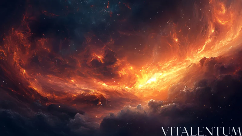 Stellar firestorm carves luminous rift through dark nebula