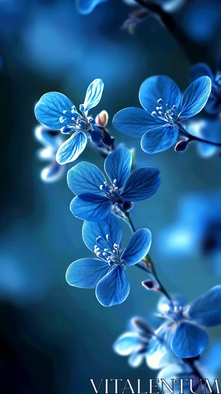 Delicate Blue Petals: Botanical Study in Luminous Macro.