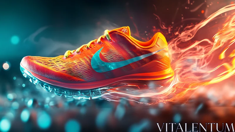 Luminous orange running shoe with dynamic vapor trail lighting