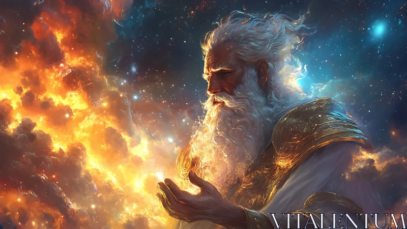 Starlit creator pauses as galaxies spill from his hands