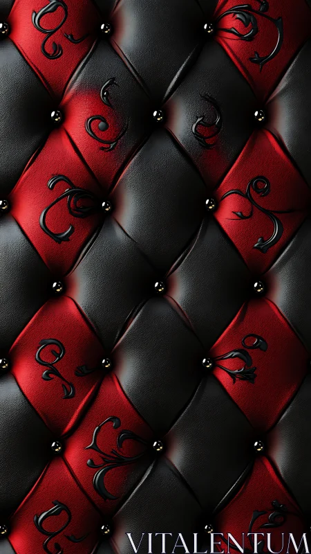 Red black tufted leather pattern shows ornamental contrast