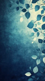 Teal botanical branches on textured gradient background.