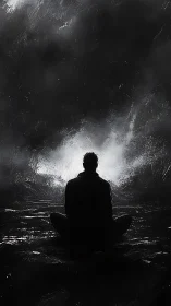 Quiet soul resting in darkness, facing a hopeful light.