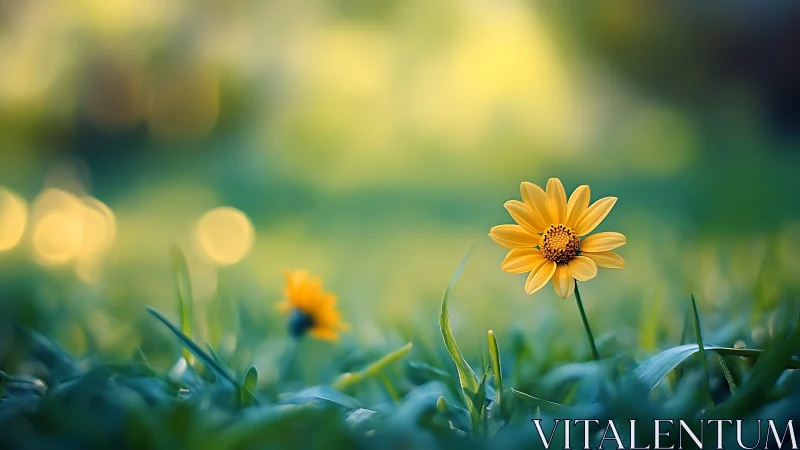 Macro optical study of isolated yellow daisy with shallow DOF.