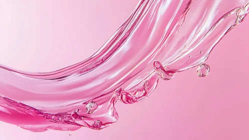 Curved pink liquid splash captured against uniform backdrop