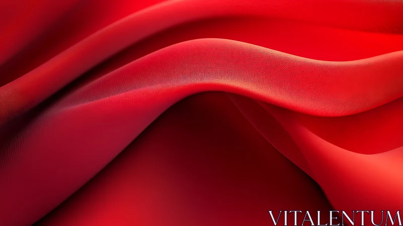 Flowing red fabric drifts in soft, sculpted curves of light