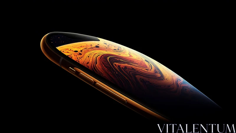 Liquid gold and amber swirl across sleek device surface.