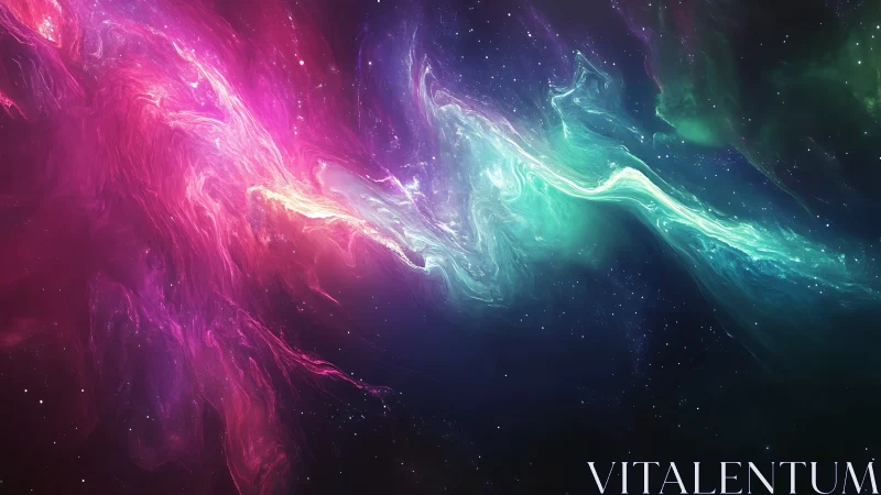 Nebula-like colored gas structures in deep space field.