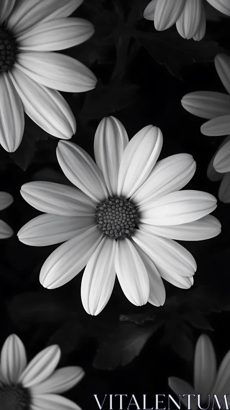 Delicate Daisies Dance in Soft Monochrome Light