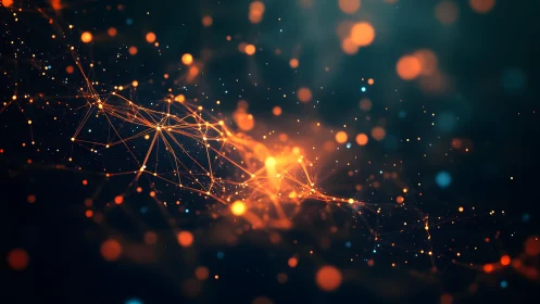 Abstract neural network connections glowing in digital art style.