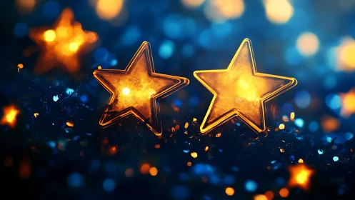 Glowing golden star lights shimmer against a dreamy night bokeh