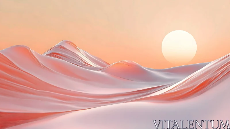 Iridescent pastel dunes under a rising minimalist sun.