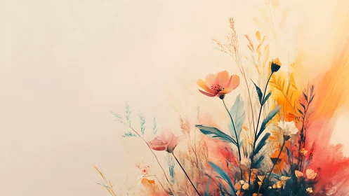 Sunset Bloom Symphony: Watercolor Garden Reverie.