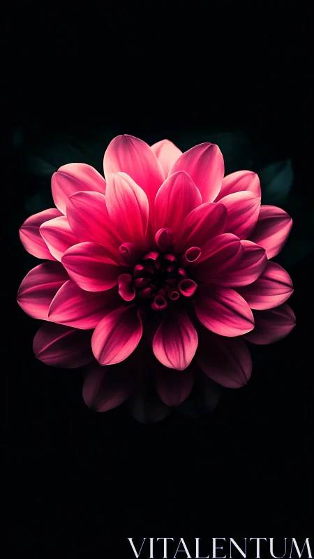 Pink Dahlia Bloom Against Darkness.