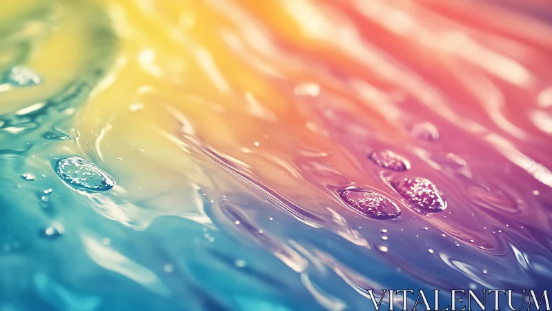 Iridescent water surface glows with neon gradient light.