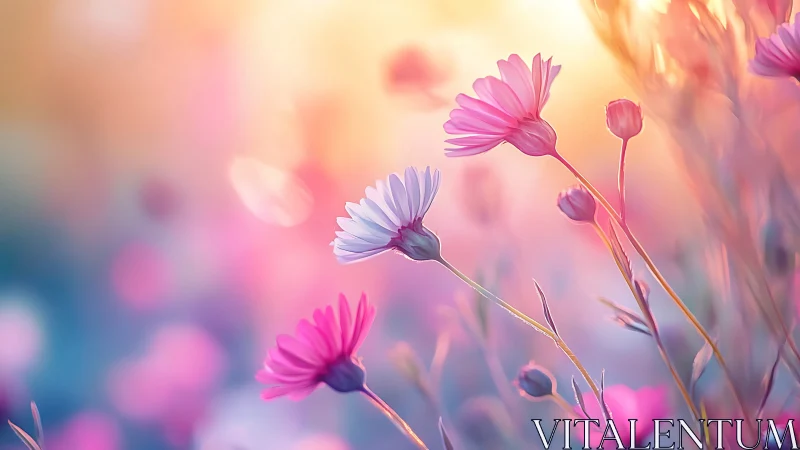 Dreamy Daisies Dancing in Soft Pastel Light