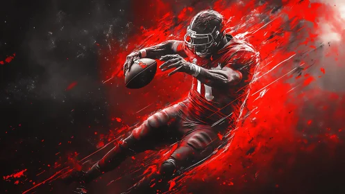 Digital rendering shows football player running with ball