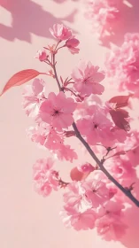 Cherry Blossom Branch with Backlighting and Soft Focus Bokeh Effects