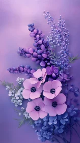 Purple Floral Arrangement with Anemones and Delicate Blooms.