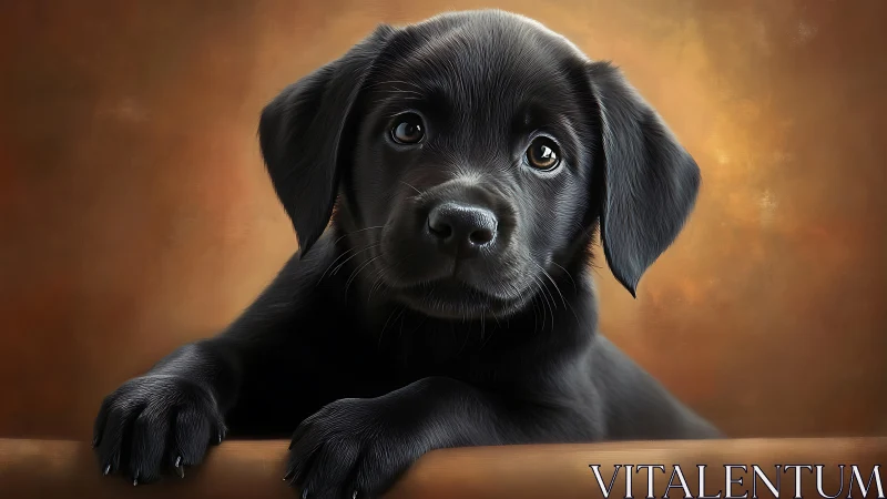 Curious black lab puppy gazing up with gentle, hopeful eyes.